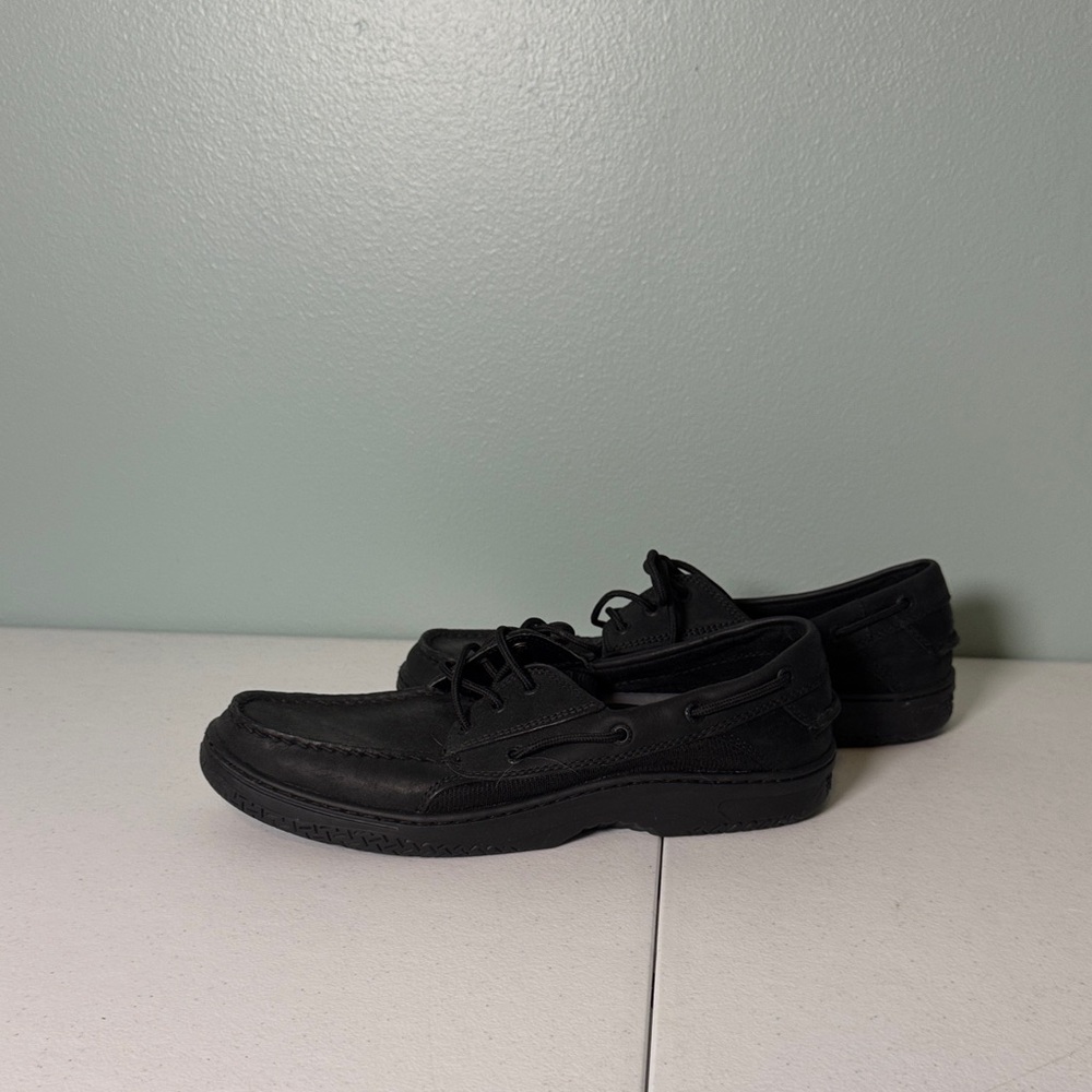 Sperry Men's Black Leather Boat Shoes